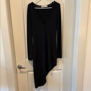 Free People Beach Long Sleeve Asymmetrical Black Dress